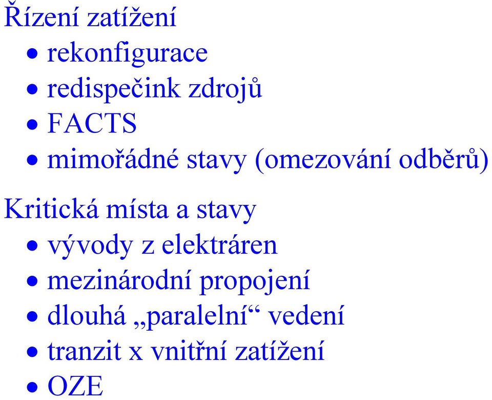 místa a stavy vývody z elektráren mezinárodní