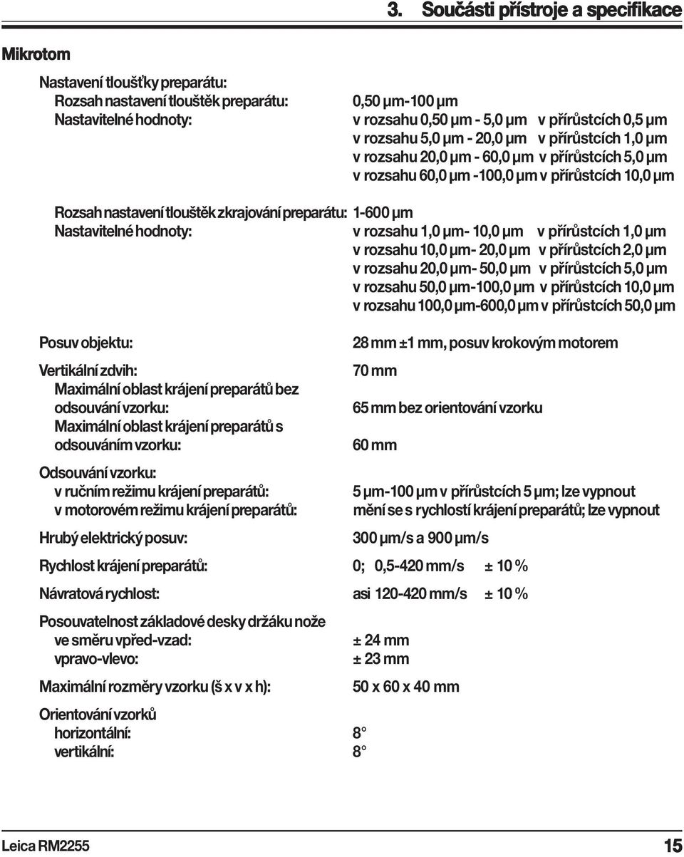 1-600 μm Nastavitelné hodnoty: v rozsahu 1,0 μm- 10,0 μm v přírůstcích 1,0 μm v rozsahu 10,0 μm- 20,0 μm v přírůstcích 2,0 μm v rozsahu 20,0 μm- 50,0 μm v přírůstcích 5,0 μm v rozsahu 50,0 μm-100,0