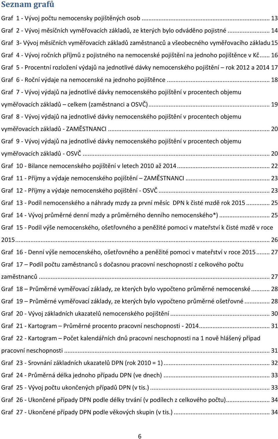 .. 16 Graf 5 - Procentní rozložení výdajů na jednotlivé dávky nemocenského pojištění rok 2012 a 2014 17 Graf 6 - Roční výdaje na nemocenské na jednoho pojištěnce.