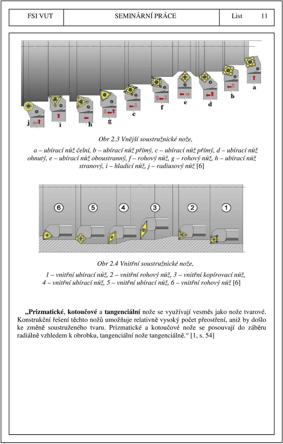 stranový, i hladicí nůž, j radiusový nůž [6] Obr 2.