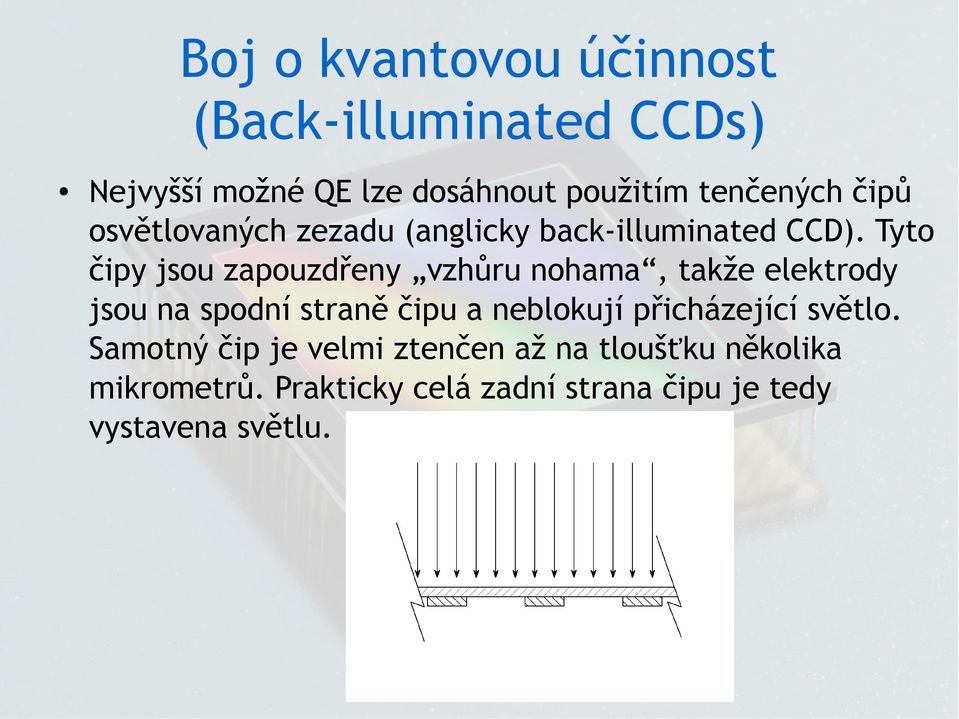 Tyto čipy jsou zapouzdřeny vzhůru nohama, takže elektrody jsou na spodní straně čipu a neblokují