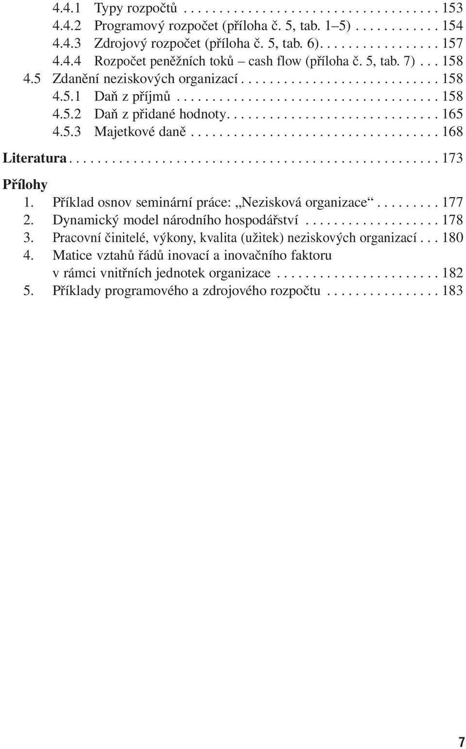 5.3 Majetkové daně................................... 168 Literatura.................................................... 173 Přílohy 1. Příklad osnov seminární práce: Nezisková organizace......... 177 2.