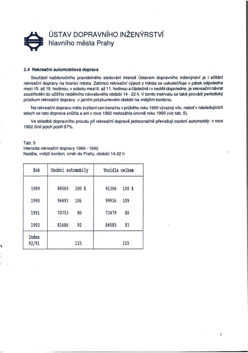 hodinou a částečně i v neděli dopoledne, je rekreační návrat soustředěn do užšího nedělního návratového období 14-22 h.