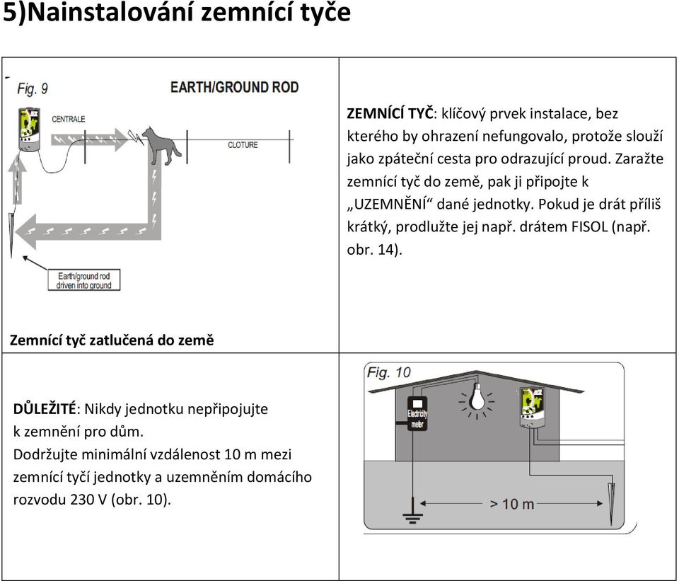 Pokud je drát příliš krátký, prodlužte jej např. drátem FISOL (např. obr. 14).