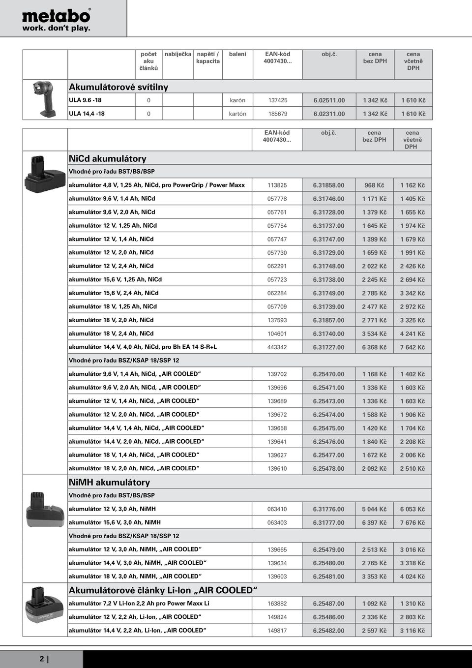 31746.00 1 171 Kč 1 405 Kč akumulátor 9,6 V, 2,0 Ah, NiCd 057761 6.31728.00 1 379 Kč 1 655 Kč akumulátor 12 V, 1,25 Ah, NiCd 057754 6.31737.00 1 645 Kč 1 974 Kč akumulátor 12 V, 1,4 Ah, NiCd 057747 6.