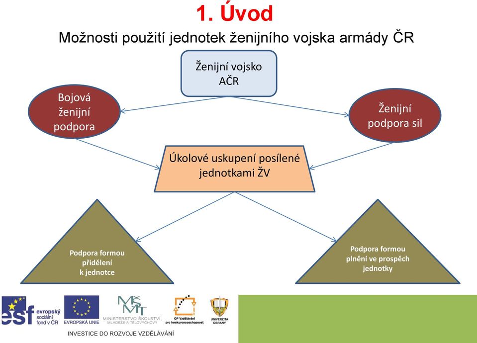 posílené jednotkami ŽV Ženijní podpora sil Podpora formou