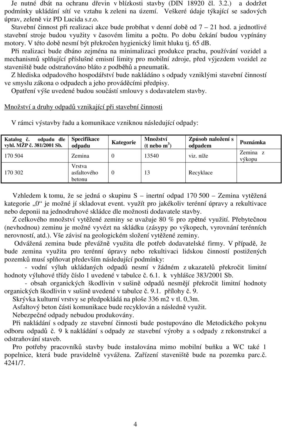 V této době nesmí být překročen hygienický limit hluku tj. 65 db.