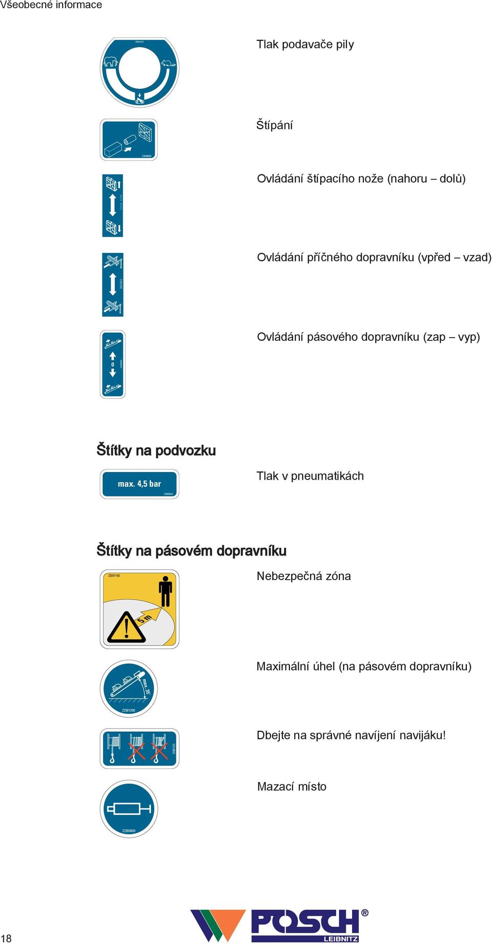 Štítky na podvozku max.