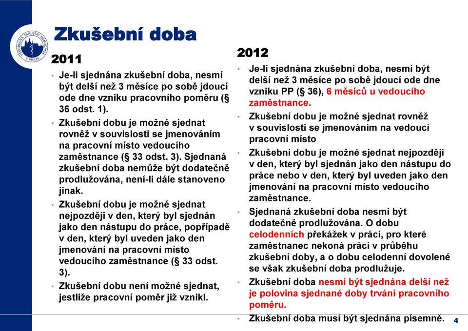 Sjednaná zkušební doba nemůže být dodatečně prodlužována, není-li dále stanoveno jinak.