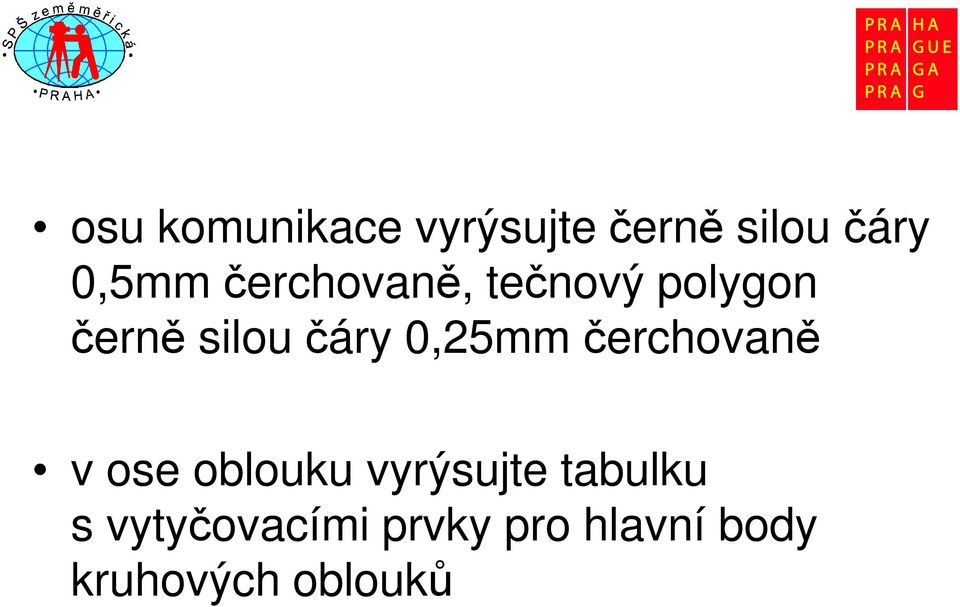 0,25mm čerchovaně v ose oblouku vyrýsujte tabulku