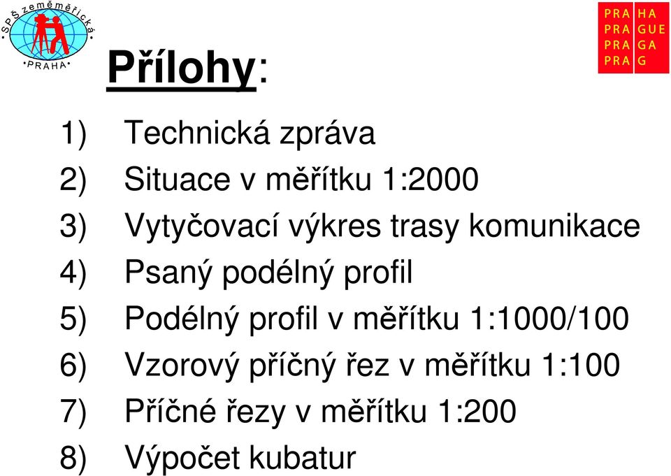 Podélný profil v měřítku 1:1000/100 6) Vzorový příčný řez v