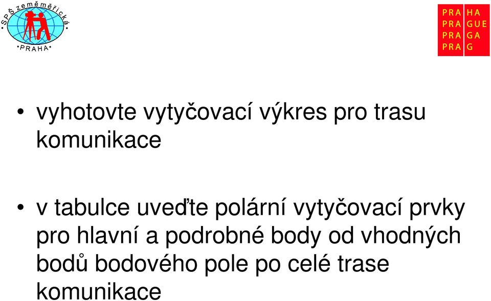 vytyčovací prvky pro hlavní a podrobné body