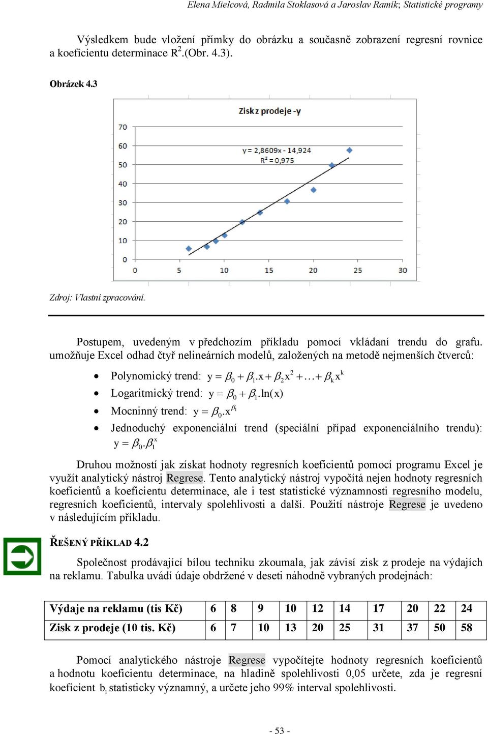x x kx Logartmcký trend: y.ln( x) Mocnnný trend: y. x Jednoduchý exponencální trend (specální případ exponencálního trendu): x.