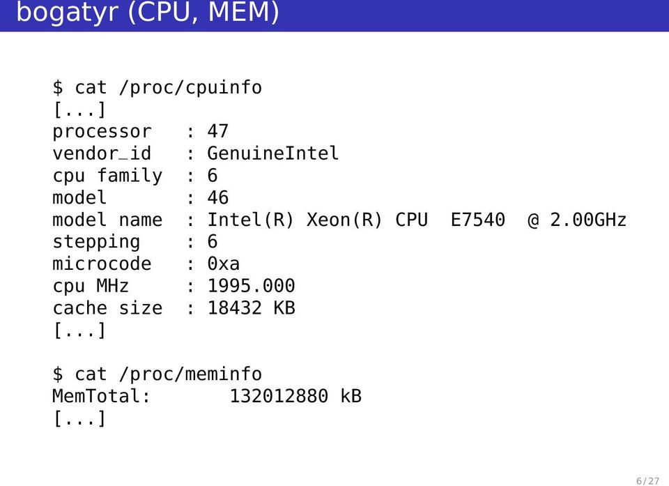 model name : Intel(R) Xeon(R) CPU E7540 @ 2.