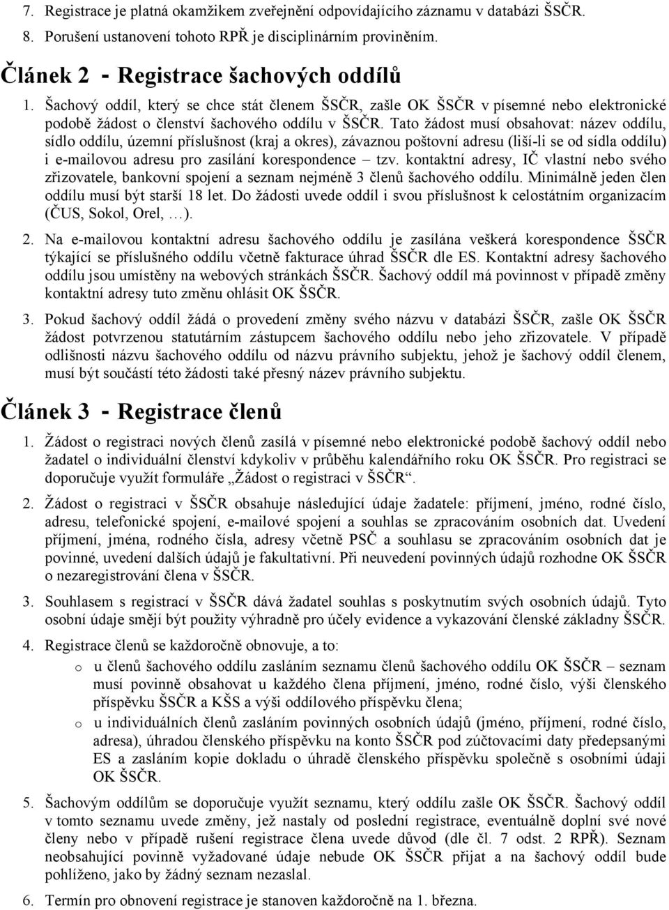 Registrační a přestupní řád ŠSČR - PDF Free Download