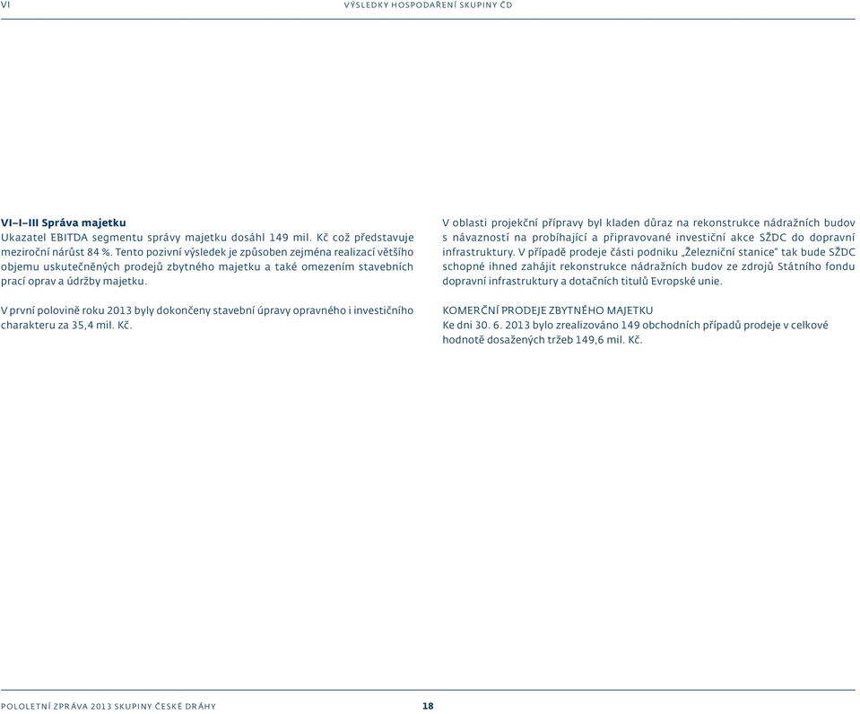 V první polovině roku 2013 byly dokončeny stavební úpravy opravného i investičního charakteru za 35,4 mil. Kč.