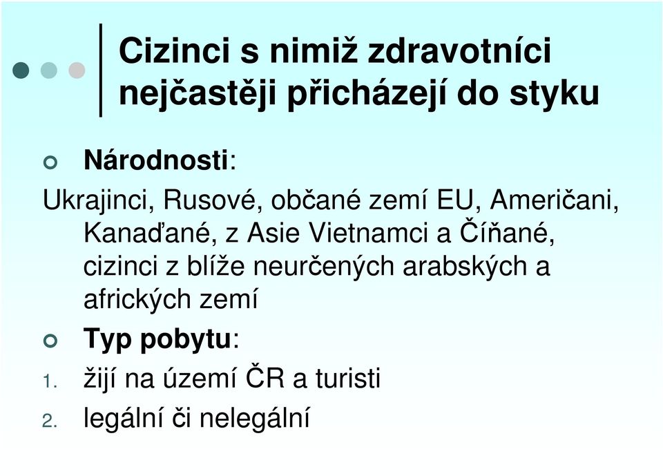 z Asie Vietnamci a Číňané, cizinci z blíže neurčených arabských a