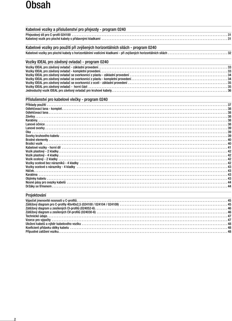 ...32 Vozíky IDEAL pro závěsný ovladač - program 02 Vozíky IDEAL pro závěsný ovladač - základní provedení...33 Vozíky IDEAL pro závěsný ovladač - kompletní provedení.