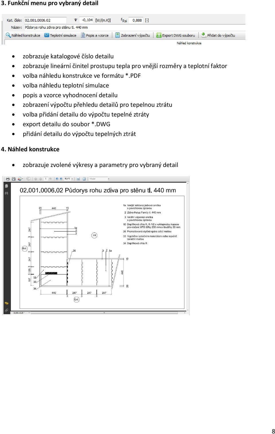 PDF volba náhledu teplotní simulace popis a vzorce vyhodnocení detailu zobrazení výpočtu přehledu detailů pro tepelnou ztrátu