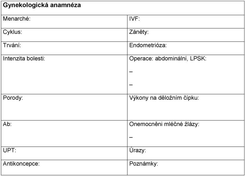 abdominální, LPSK: Porody: Výkony na děložním čípku: