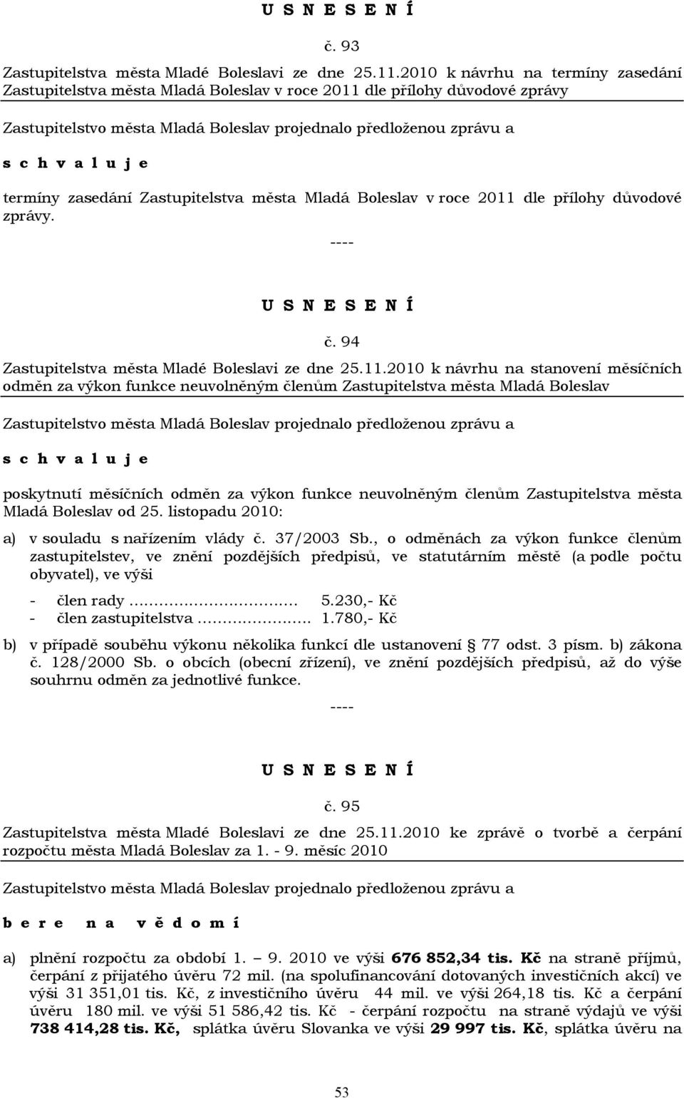 zprávy. č. 94 Zastupitelstva města Mladé Boleslavi ze dne 25.11.