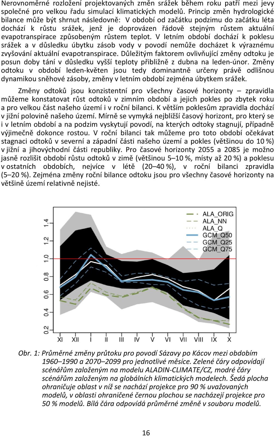 způsobeným růstem teplot. V letním období dochází k poklesu srážek a v důsledku úbytku zásob vody v povodí nemůže docházet k výraznému zvyšování aktuální evapotranspirace.
