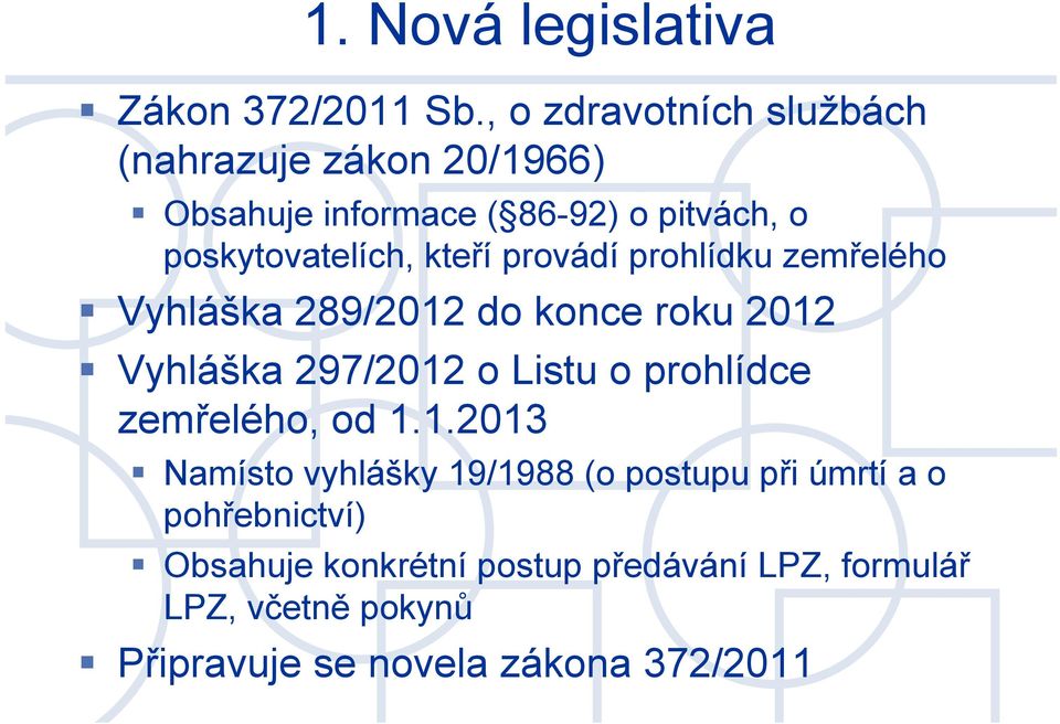 kteří provádí prohlídku zemřelého Vyhláška 289/2012 do konce roku 2012 Vyhláška 297/2012 o Listu o prohlídce