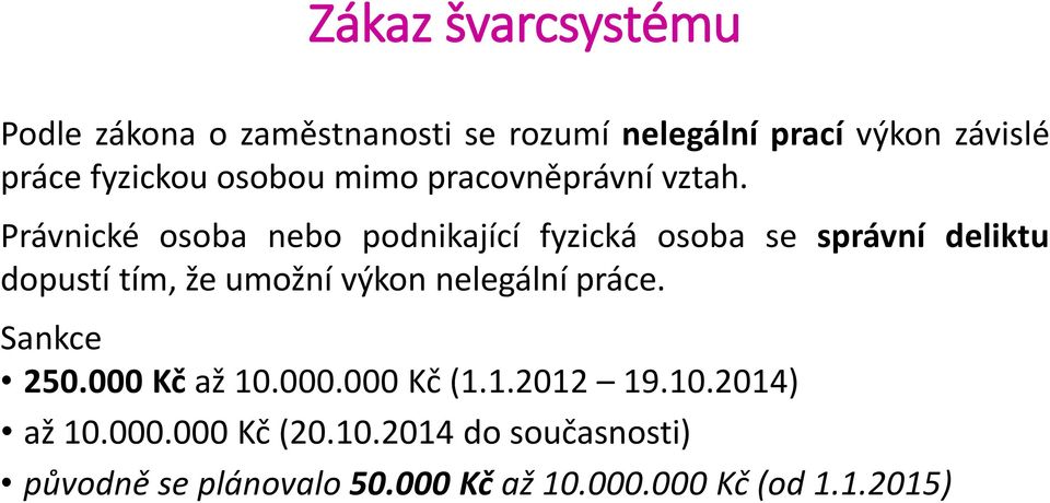 Právnické osoba nebo podnikající fyzická osoba se správní deliktu dopustí tím, že umožní výkon