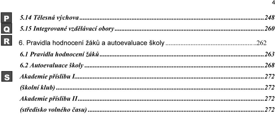 1 Pravidla hodnocení žáků... 263 6.2 Autoevaluace školy.