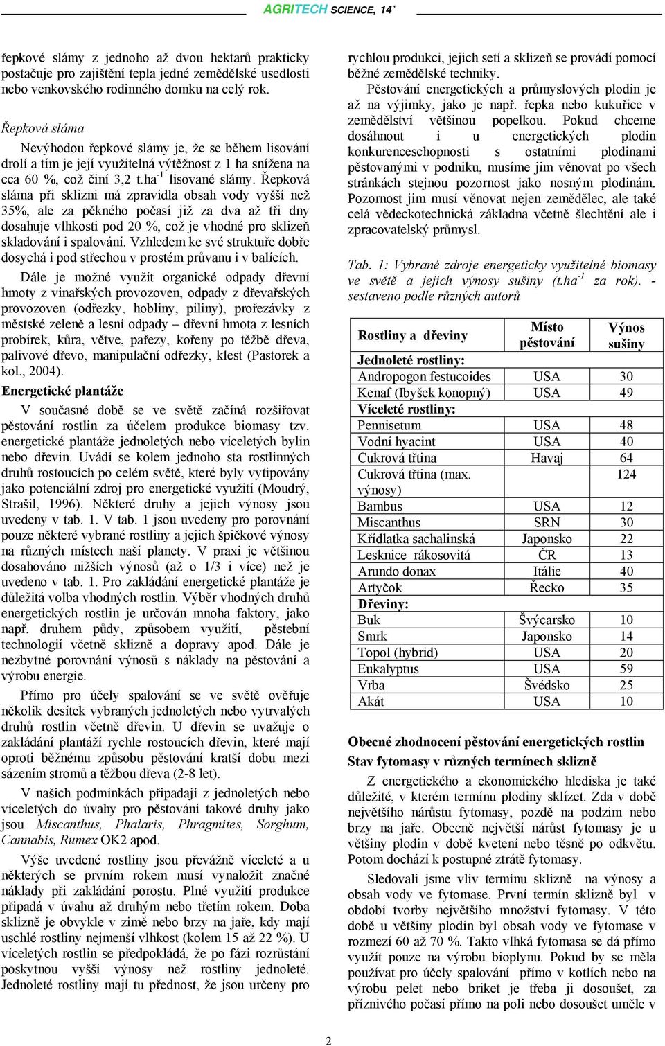 Řepková sláma při sklizni má zpravidla obsah vody vyšší než 35%, ale za pěkného počasí již za dva až tři dny dosahuje vlhkosti pod 20 %, což je vhodné pro sklizeň skladování i spalování.