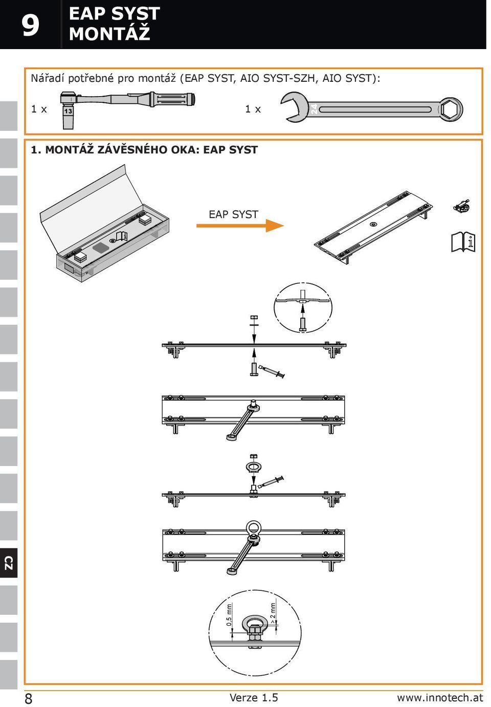 SYST): 1 x 1 x 0,5 mm > 2 mm 1.