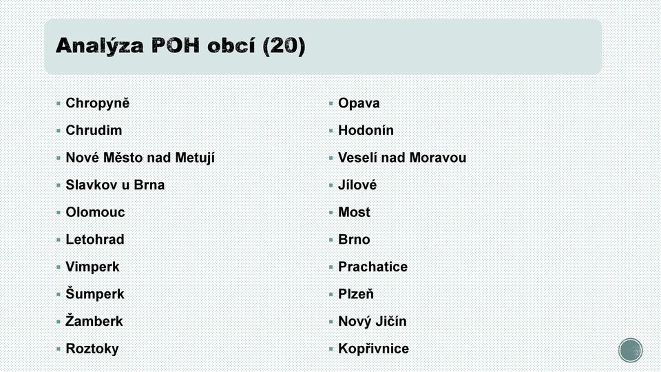 Roztoky Opava Hodonín Veselí nad Moravou Jílové