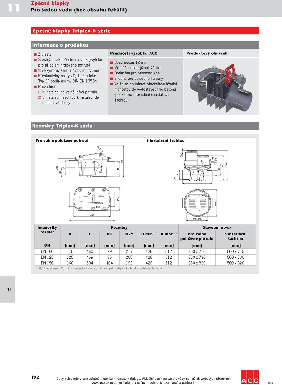 k instalaci do podlahové desky Přednosti výrobku ACO Spád pouze 12 mm Montážní otvor již od 71 cm Optimální pro rekonstrukce Vhodné pro pojezdné kamery Volitelně s výškově stavitelnou těsnící