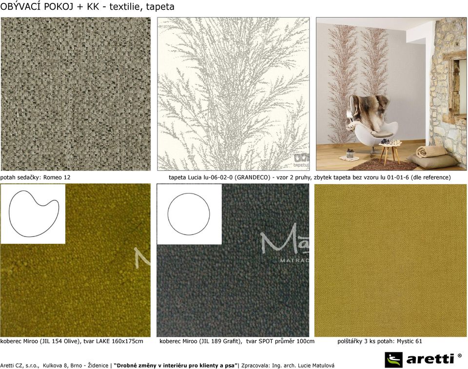 (dle reference) koberec Miroo (JIL 154 Olive), tvar LAKE 160x175cm koberec