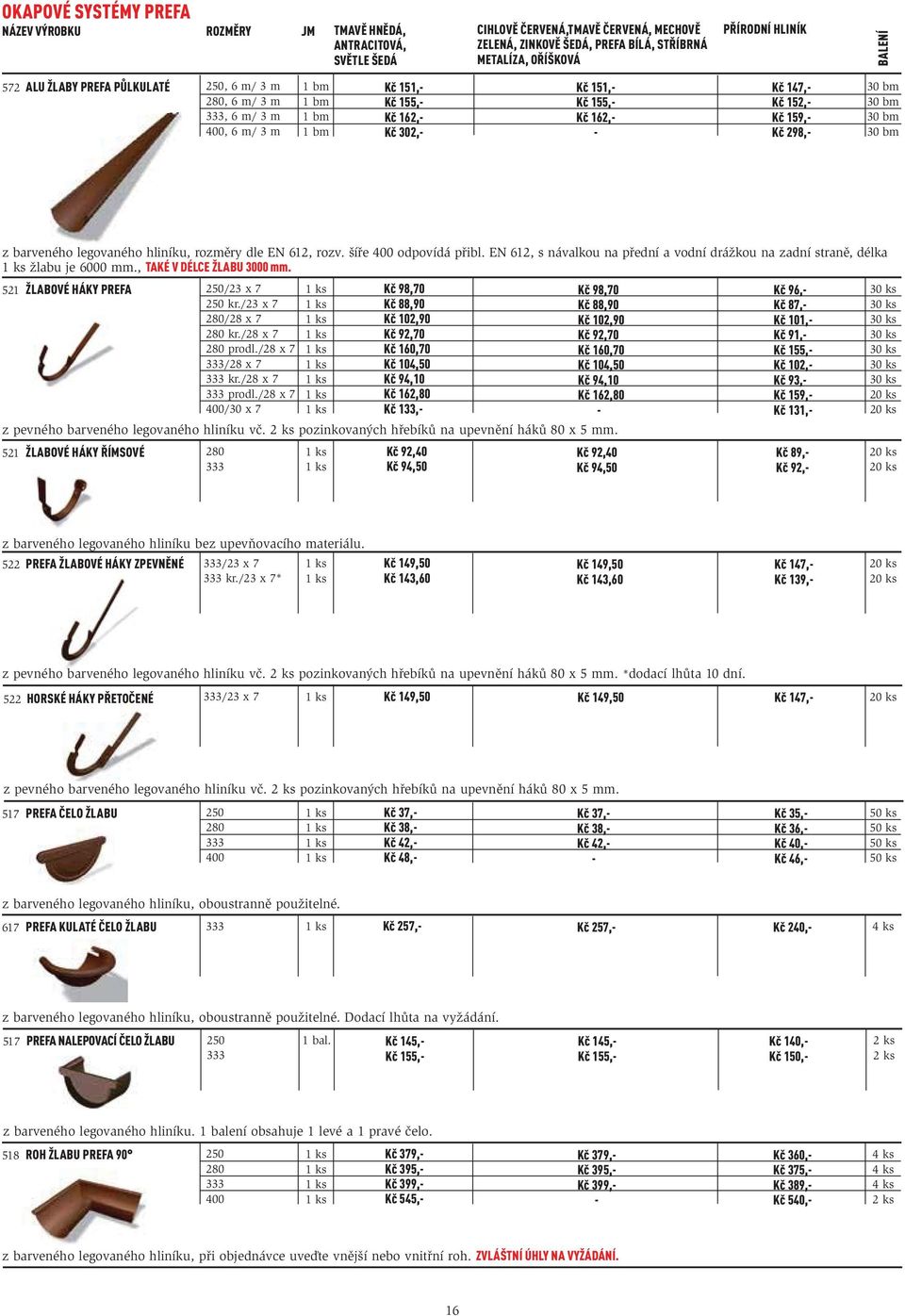 521 ŽLABOVÉ HÁKY PREFA /23 x 7 kr./23 x 7 28/28 x 7 28 kr./28 x 7 28 prodl./28 x 7 /28 x 7 kr./28 x 7 prodl.