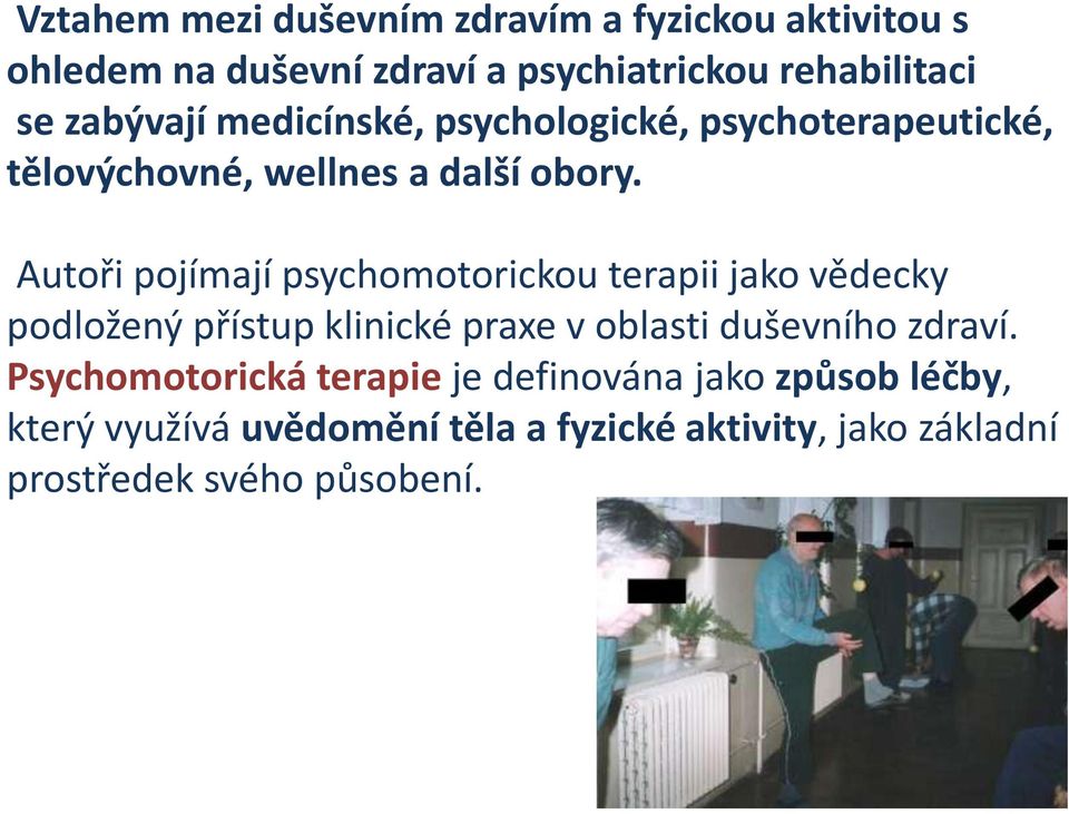 Autoři pojímají psychomotorickou terapii jako vědecky podložený přístup klinické praxe v oblasti duševního zdraví.