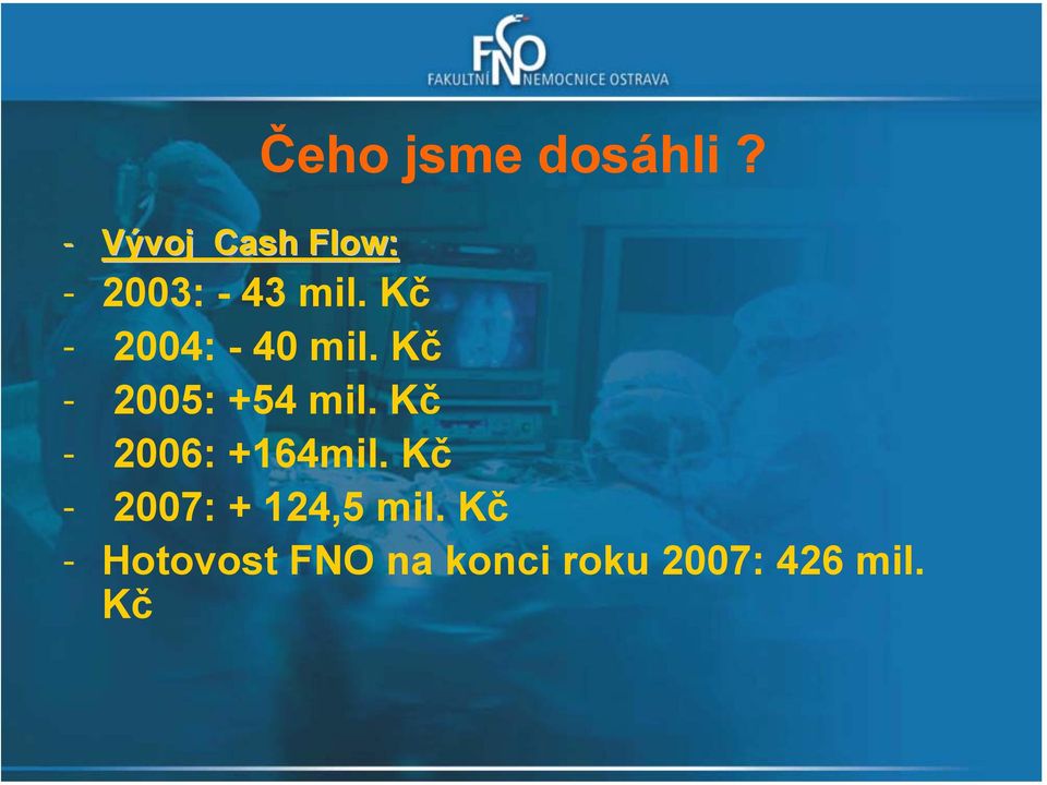 Kč - 2004: - 40 mil. Kč - 2005: +54 mil.