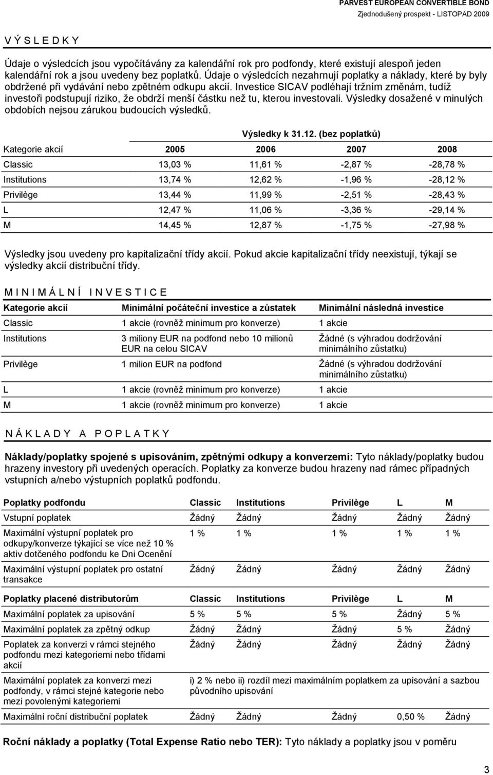 Investice SICAV podléhají tržním změnám, tudíž investoři podstupují riziko, že obdrží menší částku než tu, kterou investovali. Výsledky dosažené v minulých obdobích nejsou zárukou budoucích výsledků.