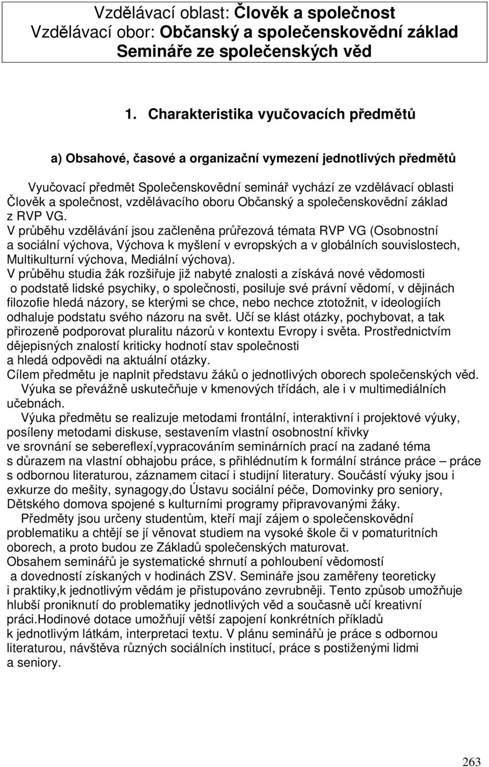 Obanský a spoleenskovdní základ z RVP VG.
