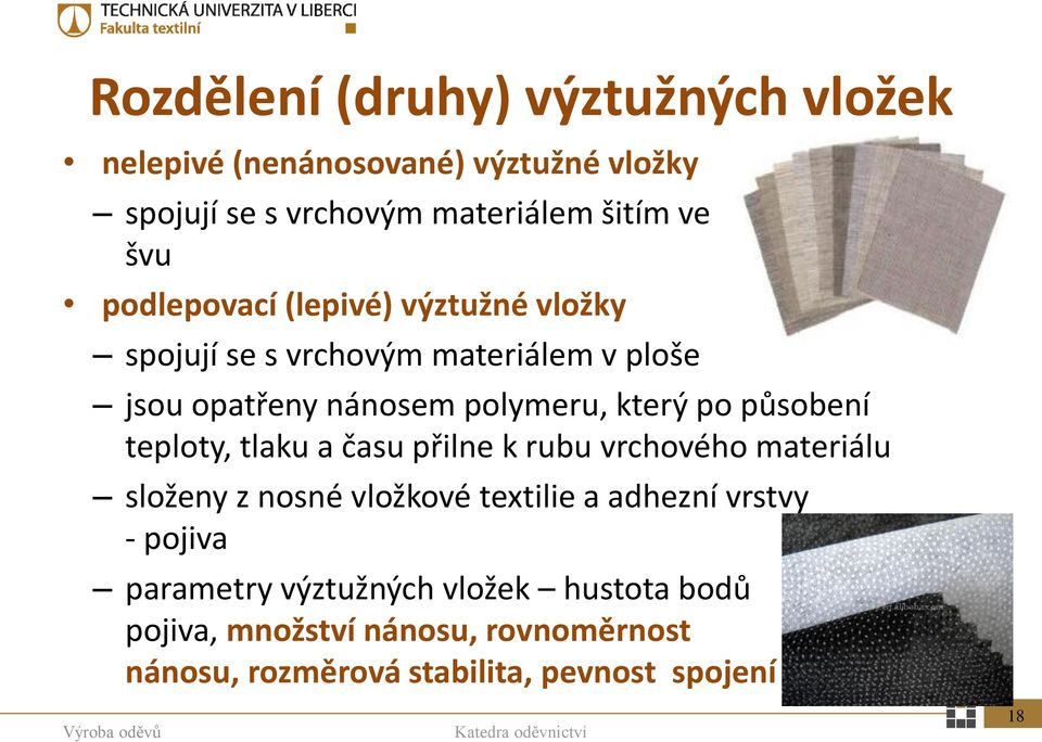 Výroba oděvů (ODE) Ing. Katarína Zelová, Ph.D. 2. přednáška: Oděvní  materiály - rozdělení - PDF Stažení zdarma