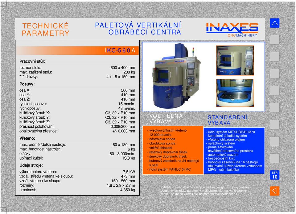 7,5 kw 473 mm 150-560 mm 1,8 x 2,9 x 2,7 m 4 350 kg 12 000 ot./min.
