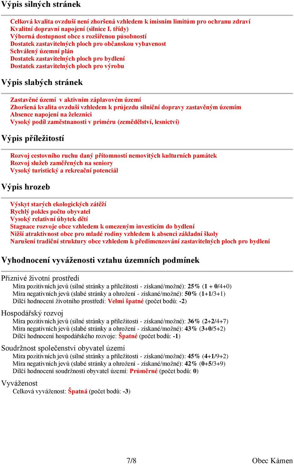 ploch pro výrobu Výpis slabých stránek Zastavěné území v aktivním záplavovém území Zhoršená kvalita ovzduší vzhledem k průjezdu silniční dopravy zastavěným územím Absence napojení na železnici Vysoký