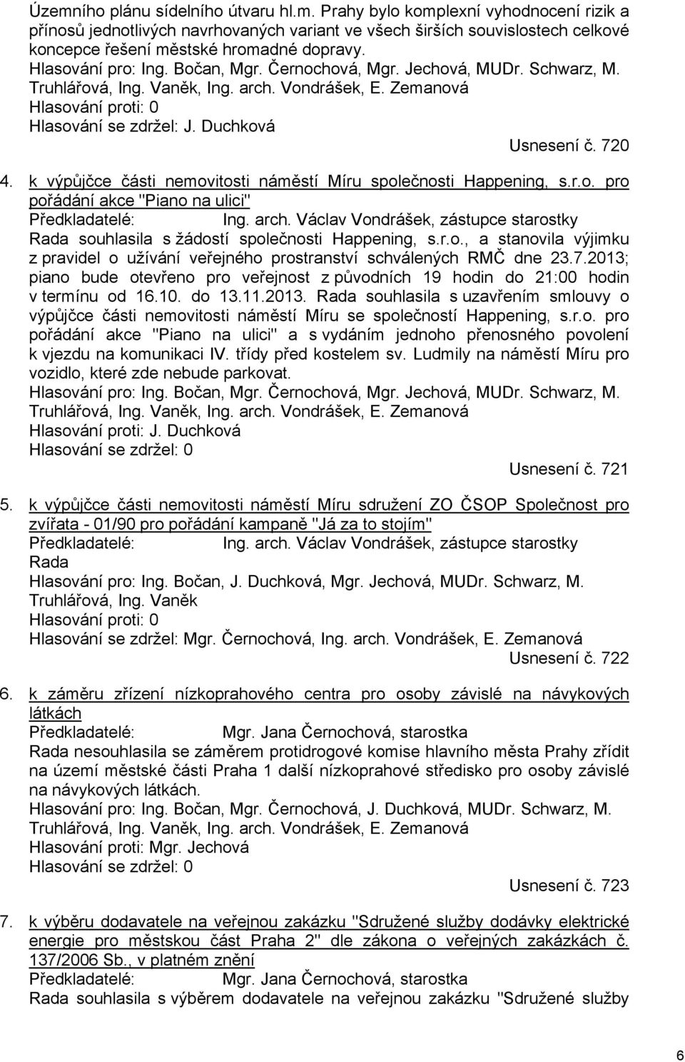 720 4. k výpůjčce části nemovitosti náměstí Míru společnosti Happening, s.r.o. pro pořádání akce "Piano na ulici" Předkladatelé: Ing. arch.