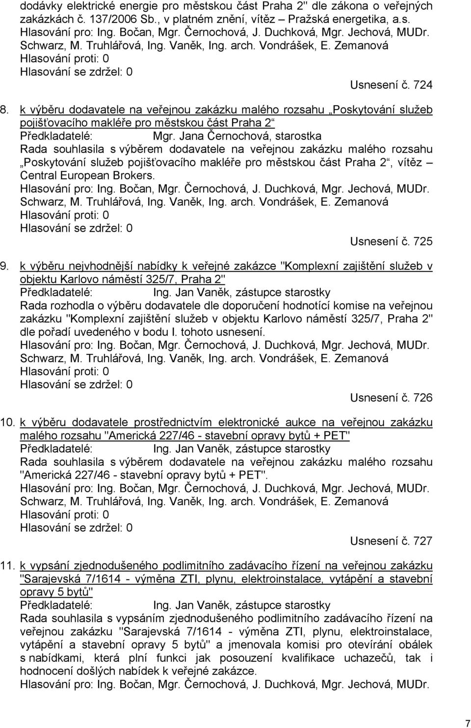 k výběru dodavatele na veřejnou zakázku malého rozsahu Poskytování služeb pojišťovacího makléře pro městskou část Praha 2 Předkladatelé: Mgr.