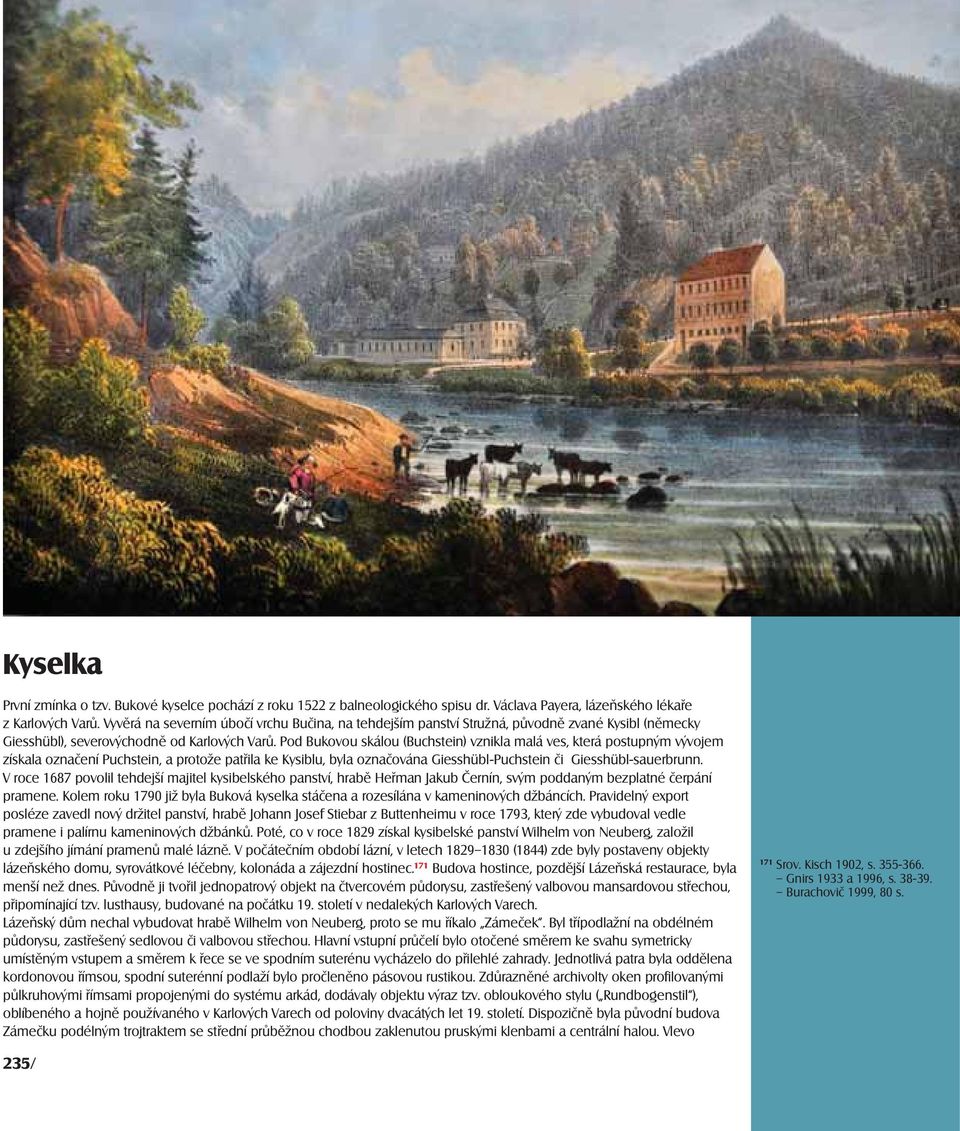 Pod Bukovou skálou (Buchstein) vznikla malá ves, která postupným vývojem získala označení Puchstein, a protože patřila ke Kysiblu, byla označována Giesshübl-Puchstein či Giesshübl-sauerbrunn.