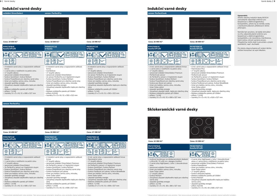 Cena: 24 690 Kč* Cena: 8 590 Kč* Cena: 8 990 Kč* Cena: 25 990 Kč* Cena: 38 990 Kč* PIF672FBE PVS65FCE U-fazeta PIE65FCE U-fazeta PIF675DEE PXY875DEE 4 indukční varné s rozpoznáním velikosti varná