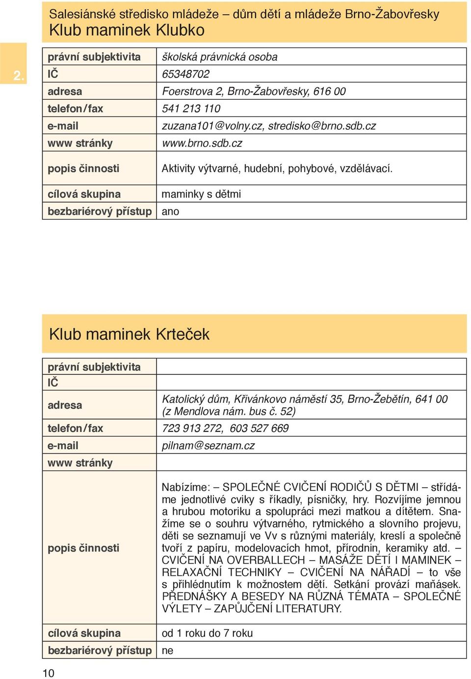 cz www stránky www.brno.sdb.cz Aktivity výtvarné, hudební, pohybové, vzdělávací.