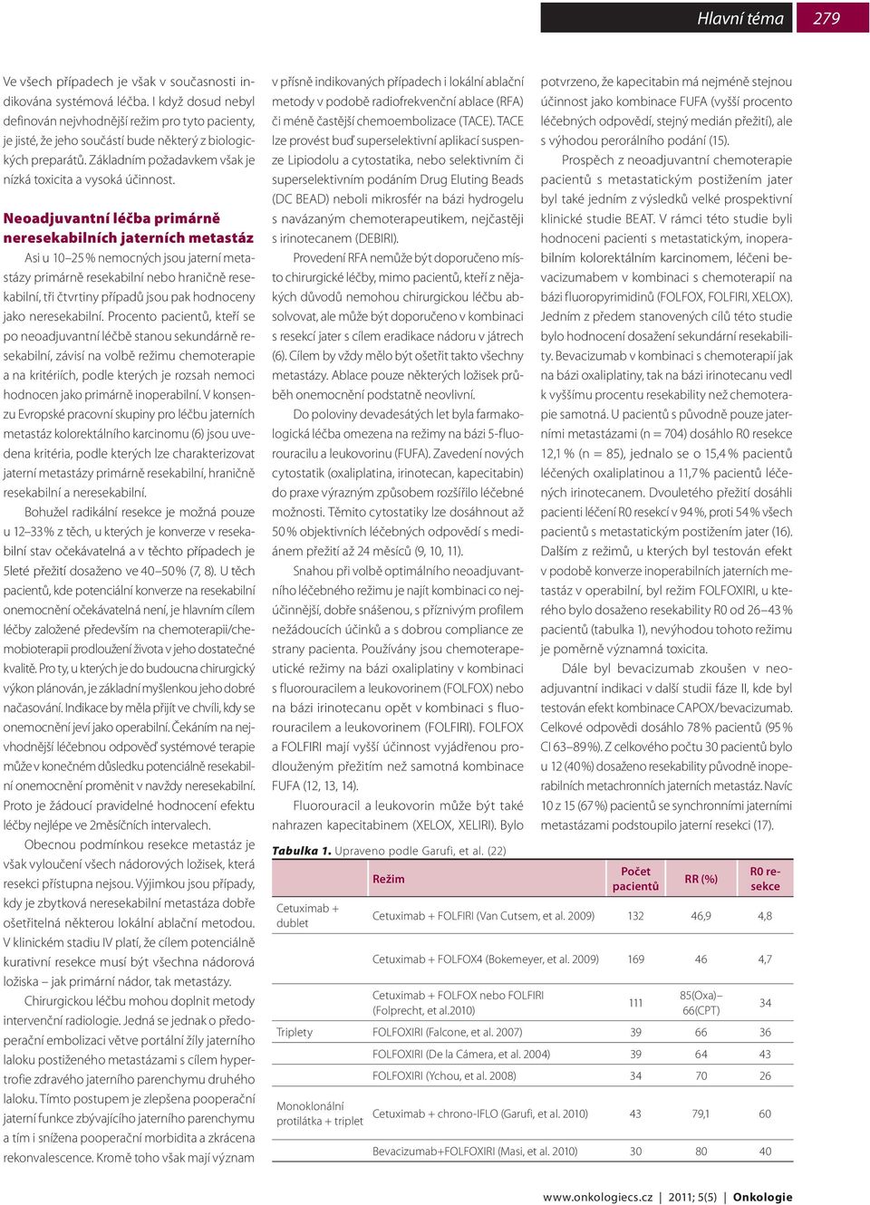 Neoadjuvantní léčba primárně neresekabilních jaterních metastáz Asi u 10 25 % nemocných jsou jaterní metastázy primárně resekabilní nebo hraničně resekabilní, tři čtvrtiny případů jsou pak hodnoceny