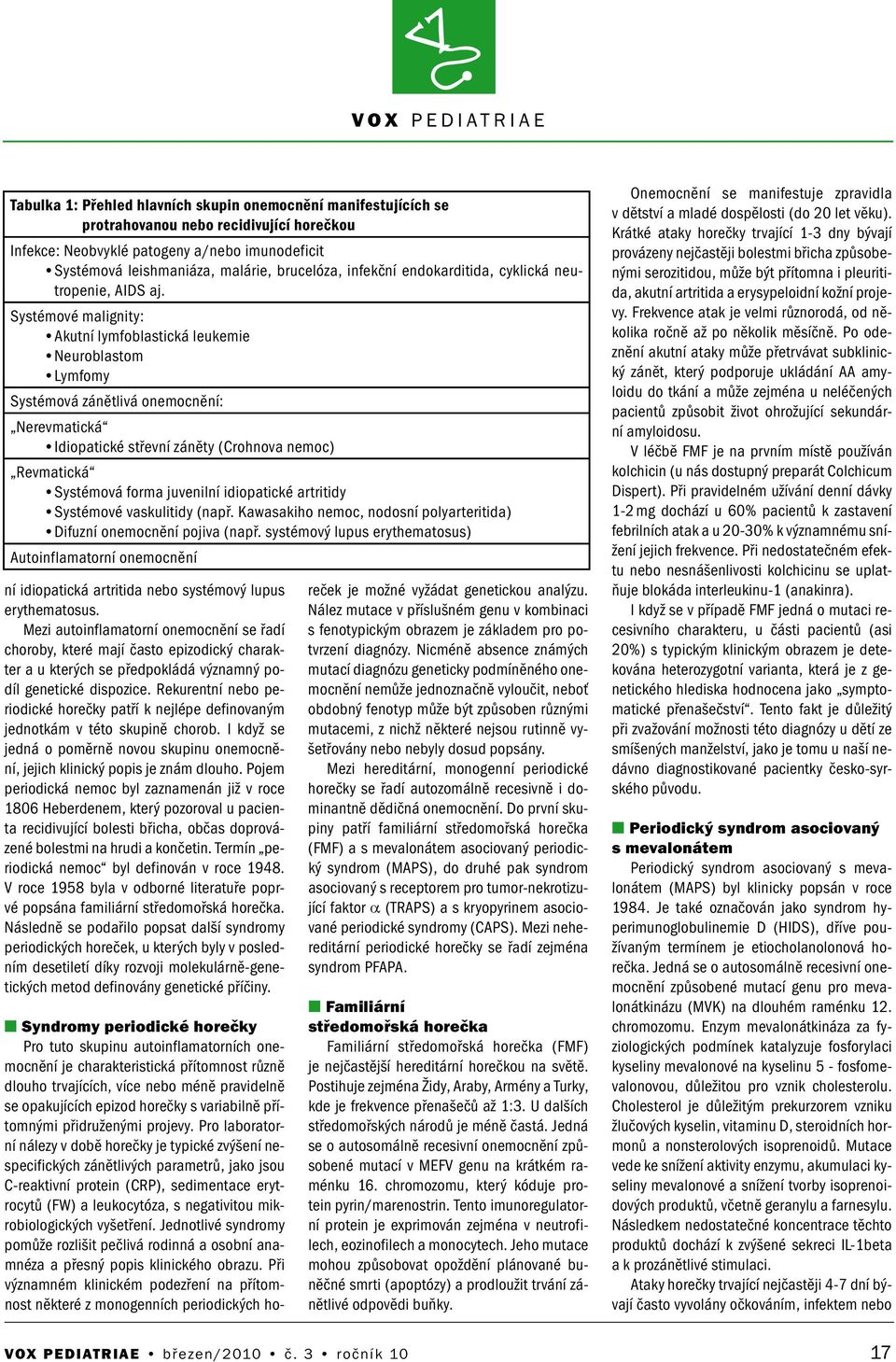 Systémové maligity: Akutí lymfoblastická leukemie Neuroblastom Lymfomy Systémová záětlivá oemocěí: Nerevmatická Idiopatické střeví záěty (Crohova emoc) Revmatická Systémová forma juveilí idiopatické