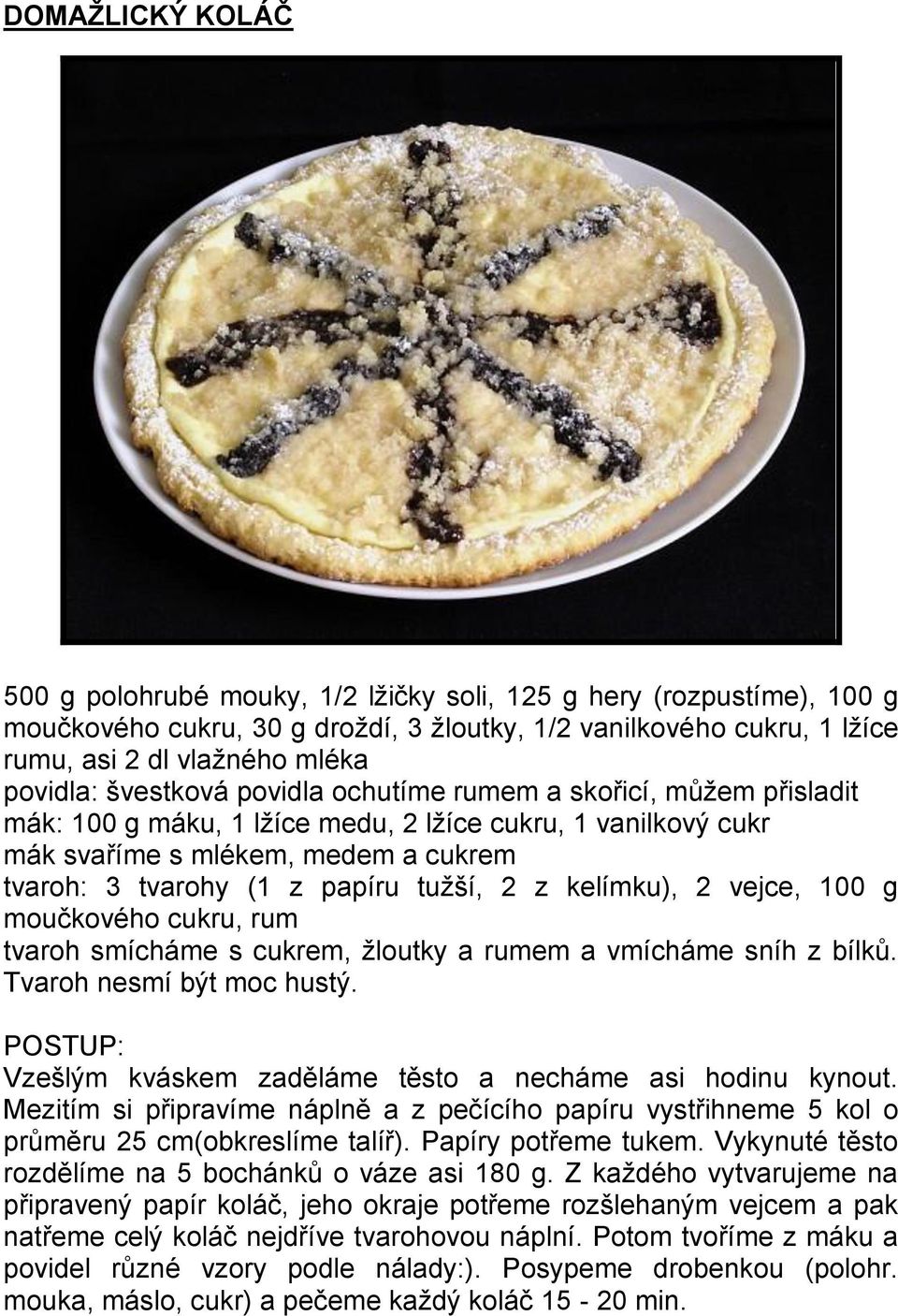 150 g hladké mouky, 3 vejce, 150 g moučkového cukru, 4 lžíce vařící vody,  čokoládová poleva, - PDF Free Download